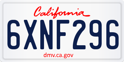 CA license plate 6XNF296