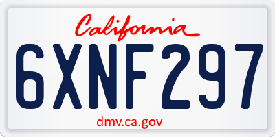 CA license plate 6XNF297