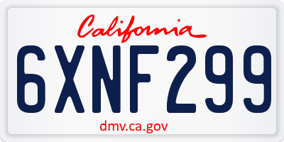 CA license plate 6XNF299
