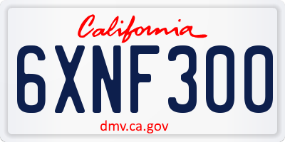 CA license plate 6XNF300