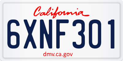 CA license plate 6XNF301