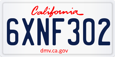 CA license plate 6XNF302