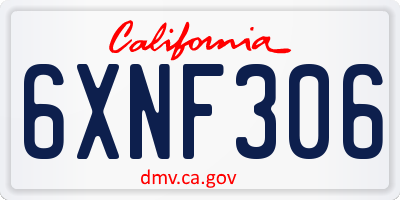 CA license plate 6XNF306