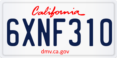 CA license plate 6XNF310