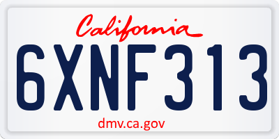 CA license plate 6XNF313