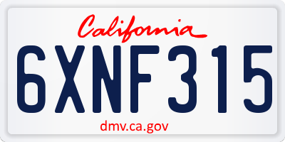 CA license plate 6XNF315