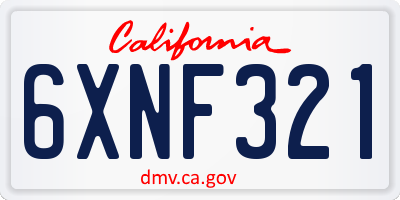 CA license plate 6XNF321