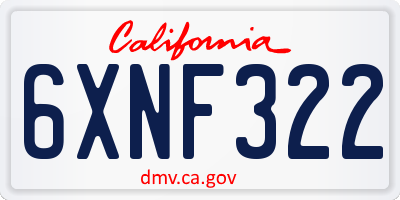 CA license plate 6XNF322
