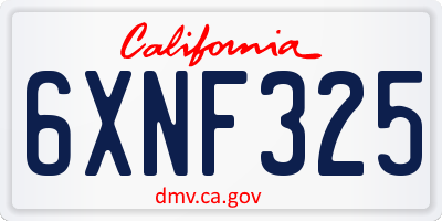 CA license plate 6XNF325