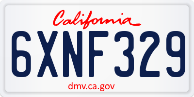 CA license plate 6XNF329