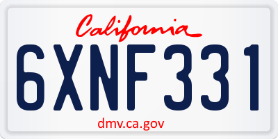 CA license plate 6XNF331