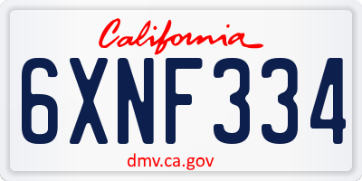 CA license plate 6XNF334