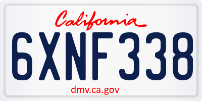 CA license plate 6XNF338