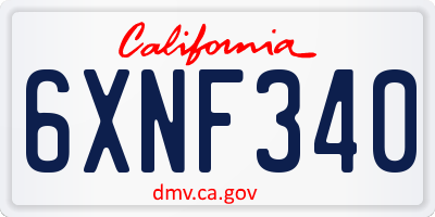 CA license plate 6XNF340
