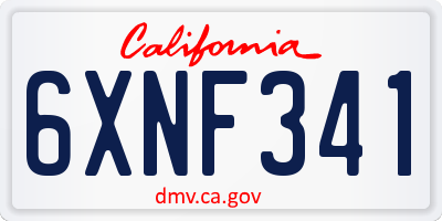 CA license plate 6XNF341