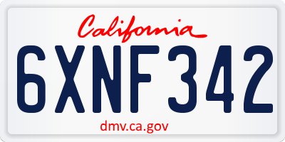 CA license plate 6XNF342
