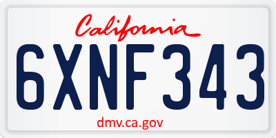 CA license plate 6XNF343