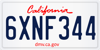 CA license plate 6XNF344