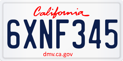 CA license plate 6XNF345