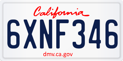 CA license plate 6XNF346