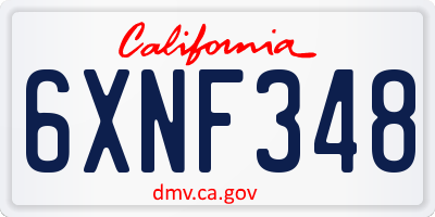 CA license plate 6XNF348