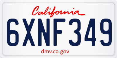 CA license plate 6XNF349