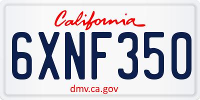 CA license plate 6XNF350