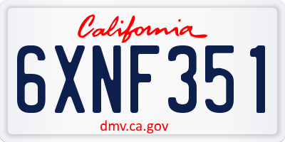 CA license plate 6XNF351