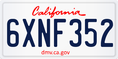 CA license plate 6XNF352