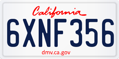 CA license plate 6XNF356