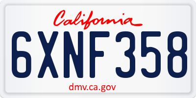 CA license plate 6XNF358