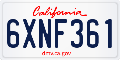 CA license plate 6XNF361