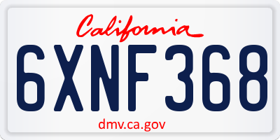 CA license plate 6XNF368