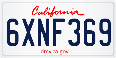 CA license plate 6XNF369