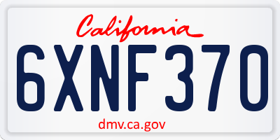 CA license plate 6XNF370