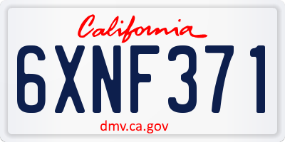 CA license plate 6XNF371