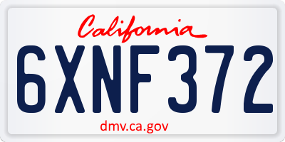 CA license plate 6XNF372