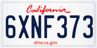 CA license plate 6XNF373