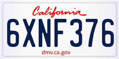 CA license plate 6XNF376
