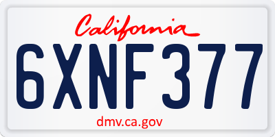 CA license plate 6XNF377