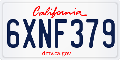 CA license plate 6XNF379