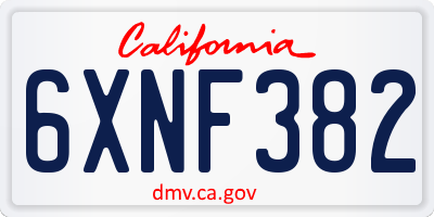 CA license plate 6XNF382