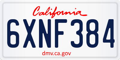 CA license plate 6XNF384