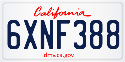 CA license plate 6XNF388