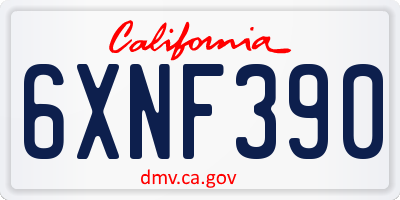 CA license plate 6XNF390