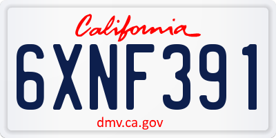 CA license plate 6XNF391