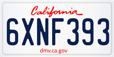 CA license plate 6XNF393