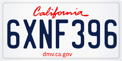 CA license plate 6XNF396