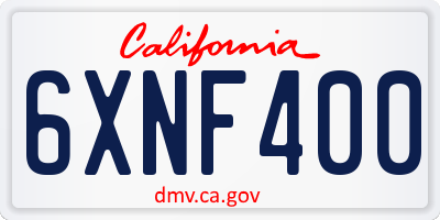 CA license plate 6XNF400