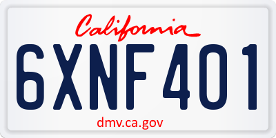CA license plate 6XNF401